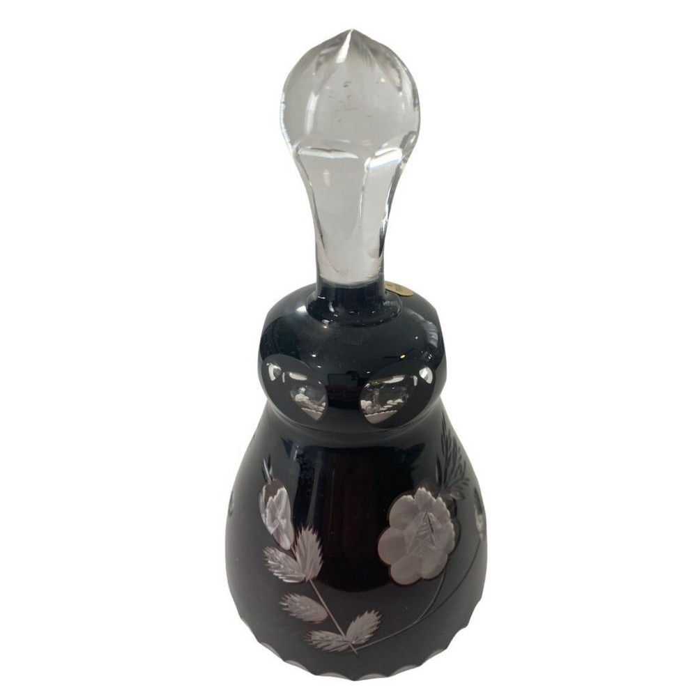 Poland Ruby Red Hand Cut Crystal Bell with Crystal Clapper