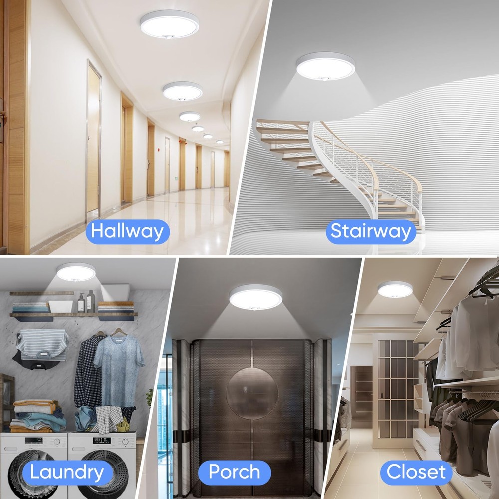 KEPLUG Wired Motion Sensor Ceiling Light 9inch 1pack, White