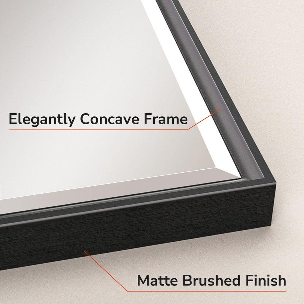 KeonJinn 30" W x 36" H Rectangular Black Beveled Bathroom Mirror