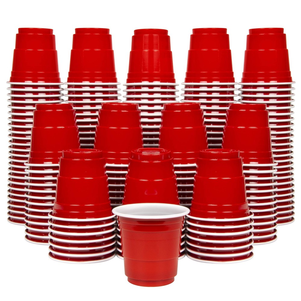 200 Pack 2 oz Plastic Shot Cups - Mini 2oz Party Cups, Red