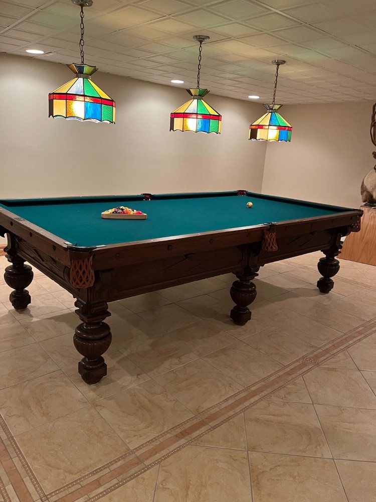 Victor Billiards (Rosatto Barry) pool table, circa 1906 - solid chestnut