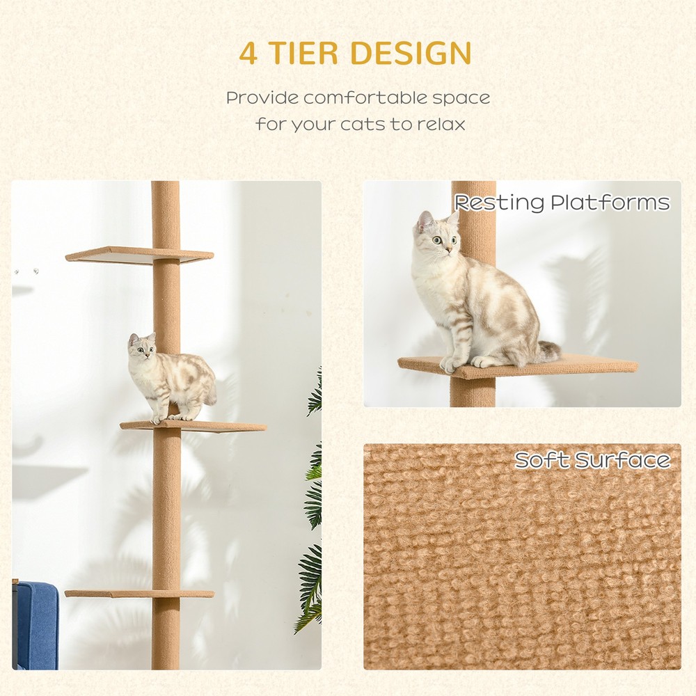 4-Level Height Adustable Cat Tree Condo Brown