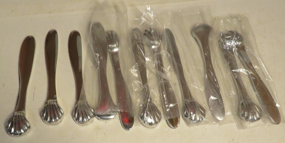 11 Pc Seashell Cheese Server Set Spatula Stir Stick Unknown Serving Lot 5" Set