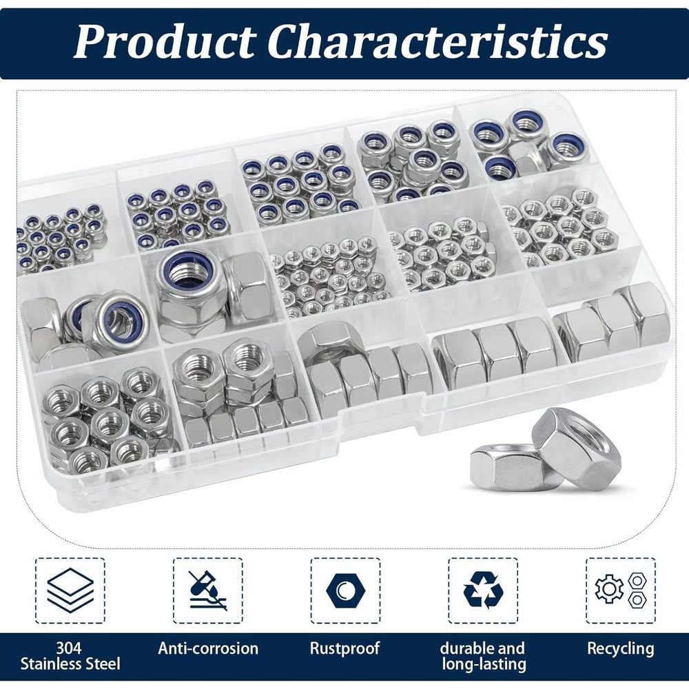 Stainless Steel Metric Hex Nuts & Locknuts Kit