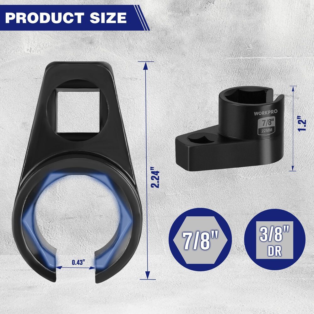 O2 Offset Oxygen Sensor Socket 3/8" Drivex 7/8" 22mm Removal Tool Wrench