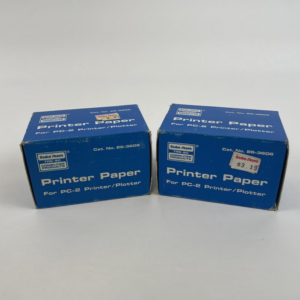 (2) RADIO SHACK PRINTER PAPER PC-2 PRINTER/PLOTTER CAT NO. 26-3606