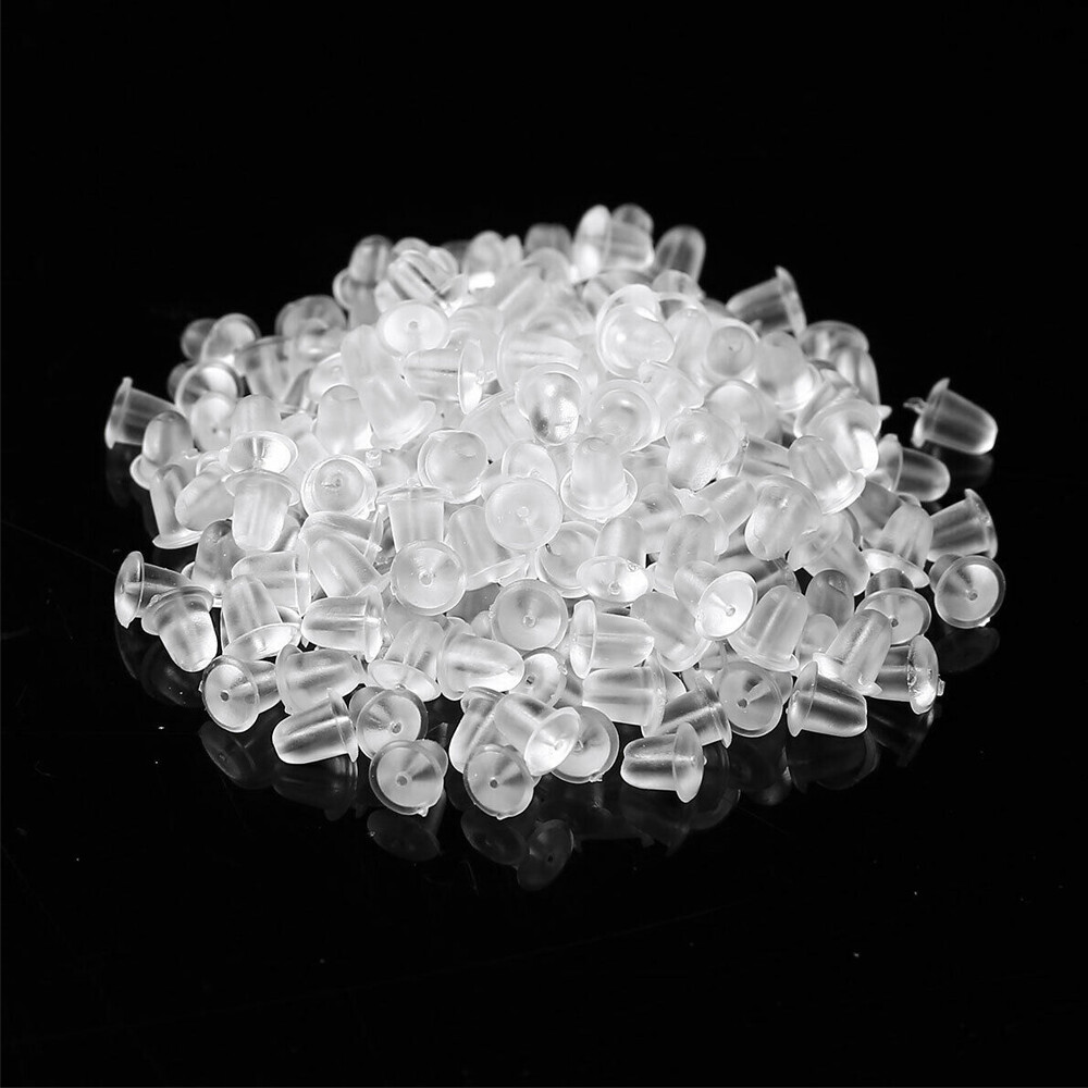 100pcs Silicone Earring Back Rubber Earring Back Stopper Cap Soft Clear Earring