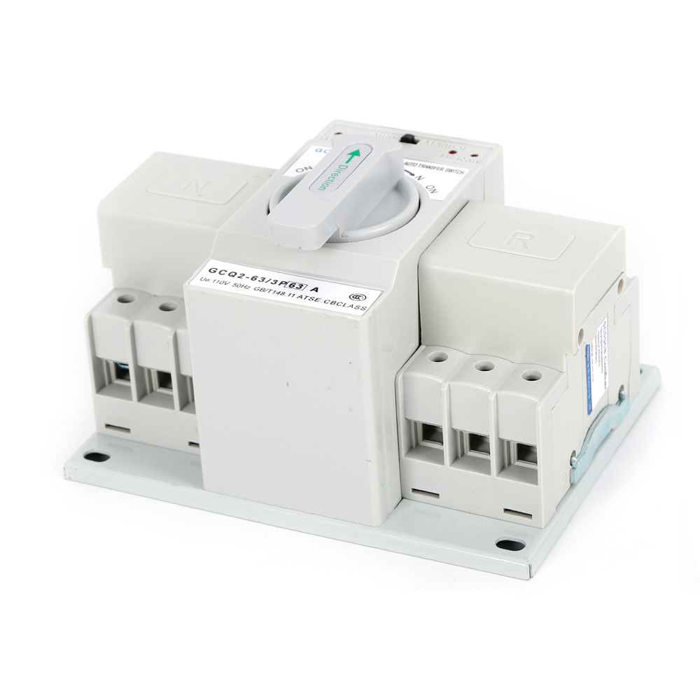 Manual 110V Dual Power Automatic Transfer Switch 3P Generator Changeover Switch
