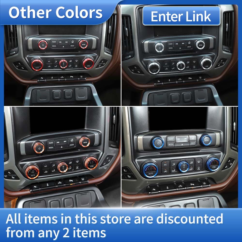✅ 8pcs Console Switch Knob Ring Trim For Chevy Silverado Suburban Sierra 2014-18