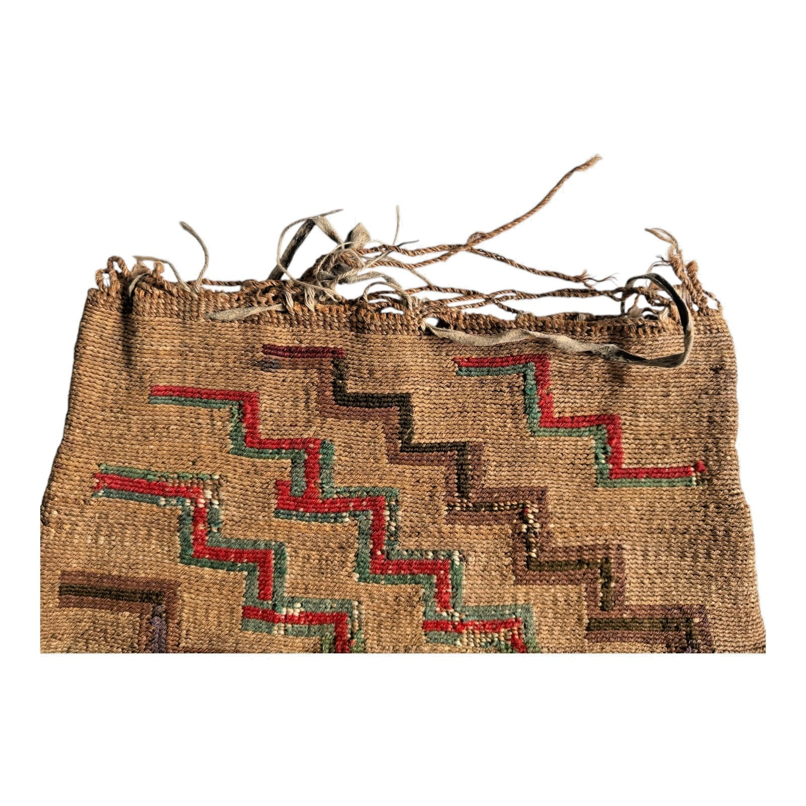 Antique Native American Plateau Nez Perce Double Sided Corn Husk Flat Bag