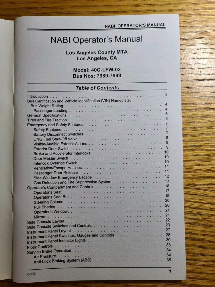 NABI LACMTA COMPOBUS. Operator Book (7980-7999). MEGA RARE!