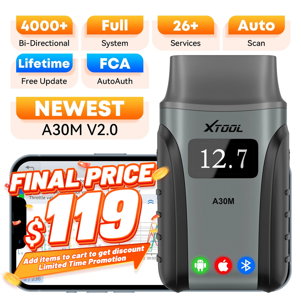 2026 XTOOL A30M V2.0 Wireless Full System Dignostic Tool Bi-directional 26 Reset