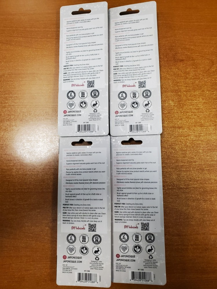 4 Pack: JAPONESQUE Brow Builder Kit 2-in-1 Tools & 5 Stencils (0886) E9E