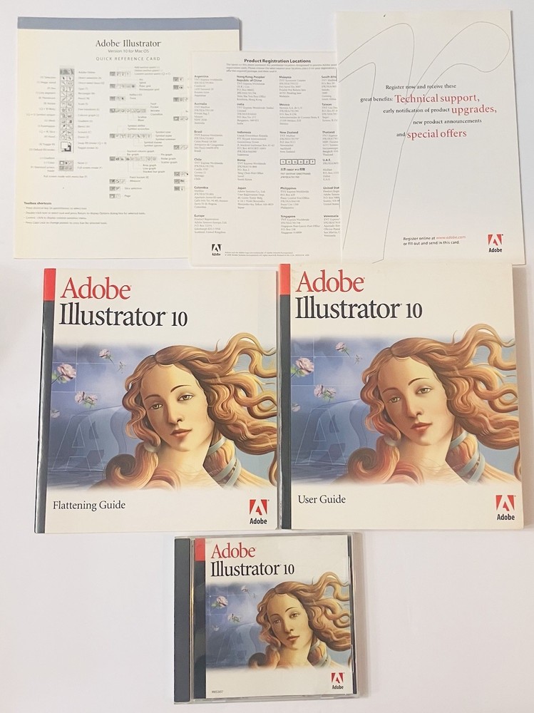 Adobe Illustrator 10 Mac Upgrade CD Set w/ Sealed User Guide & Extras, Vintage