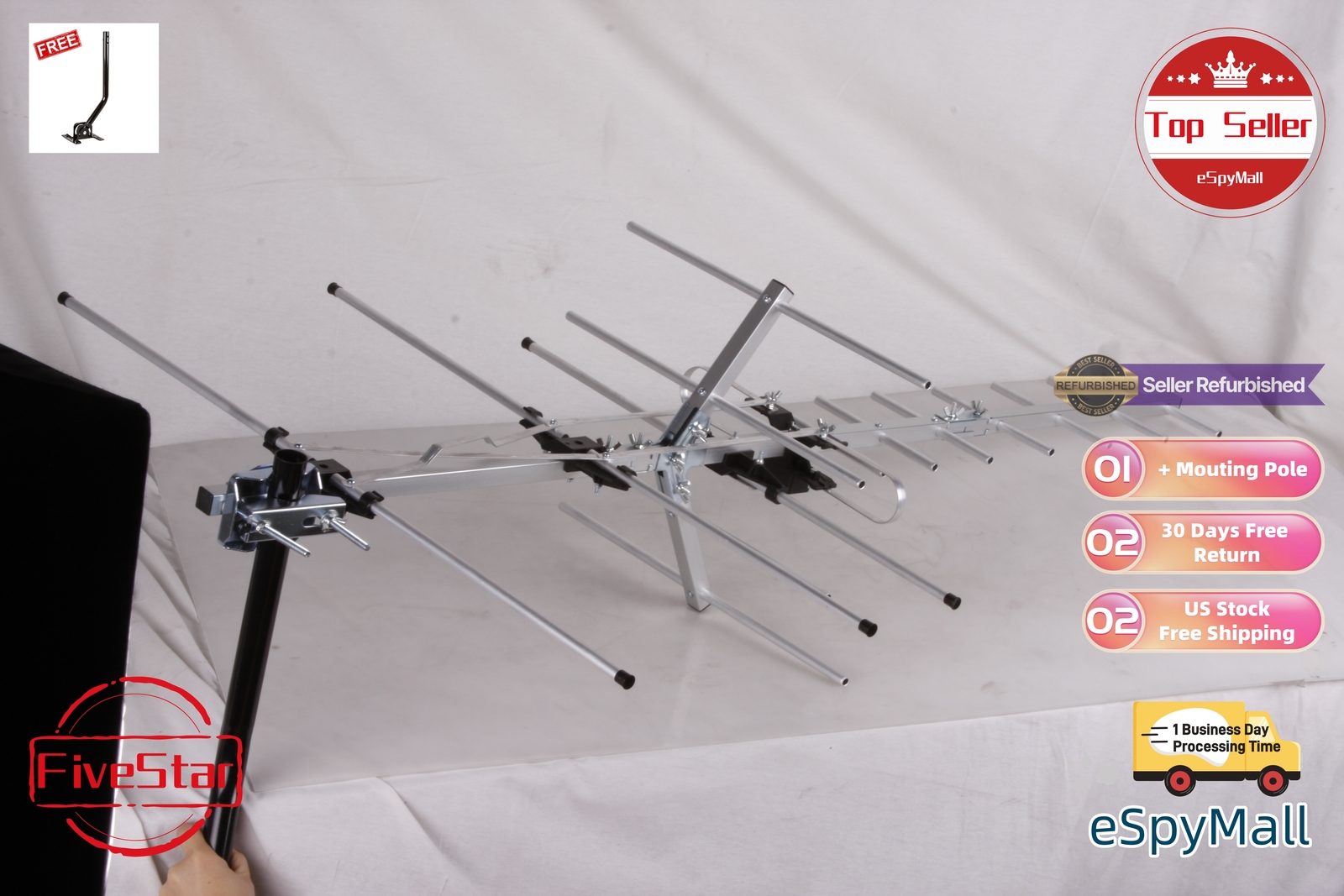 Ultra HD Yagi HDTV Antenna 300 Mile for Strong UHF VHF FM Digital Signals