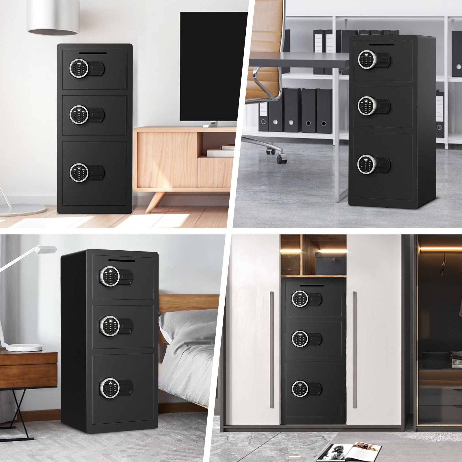 Safe, 8.0 Cuft Triple Door Safe Box for Home with Drop Slot & Adjustable Shelf