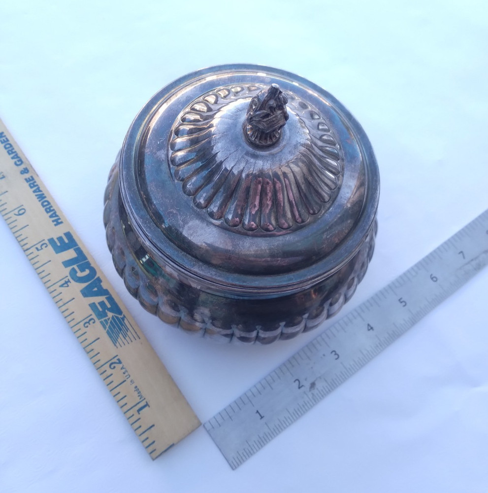 Vintage Silver Plated Lidded Candy Dish 6 inches Serving Dish Small