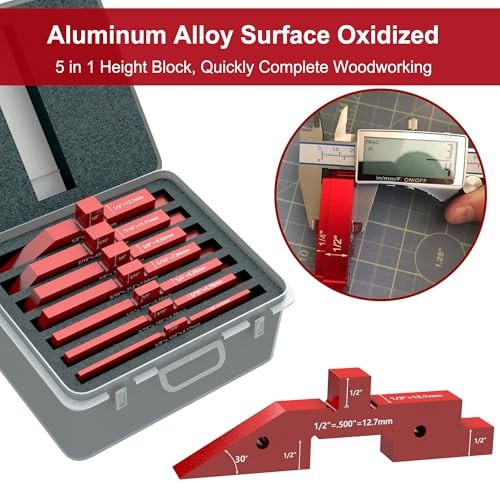 Setup Blocks Woodworking, 7 Pcs 7 Pcs Setup Bars + 1 Pcs Triangle Ruler