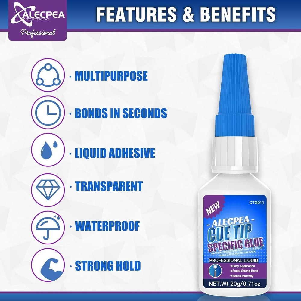 High Performance Pool Cue Tip Glue, 30ml Gel Adhesive for Multiple Materials