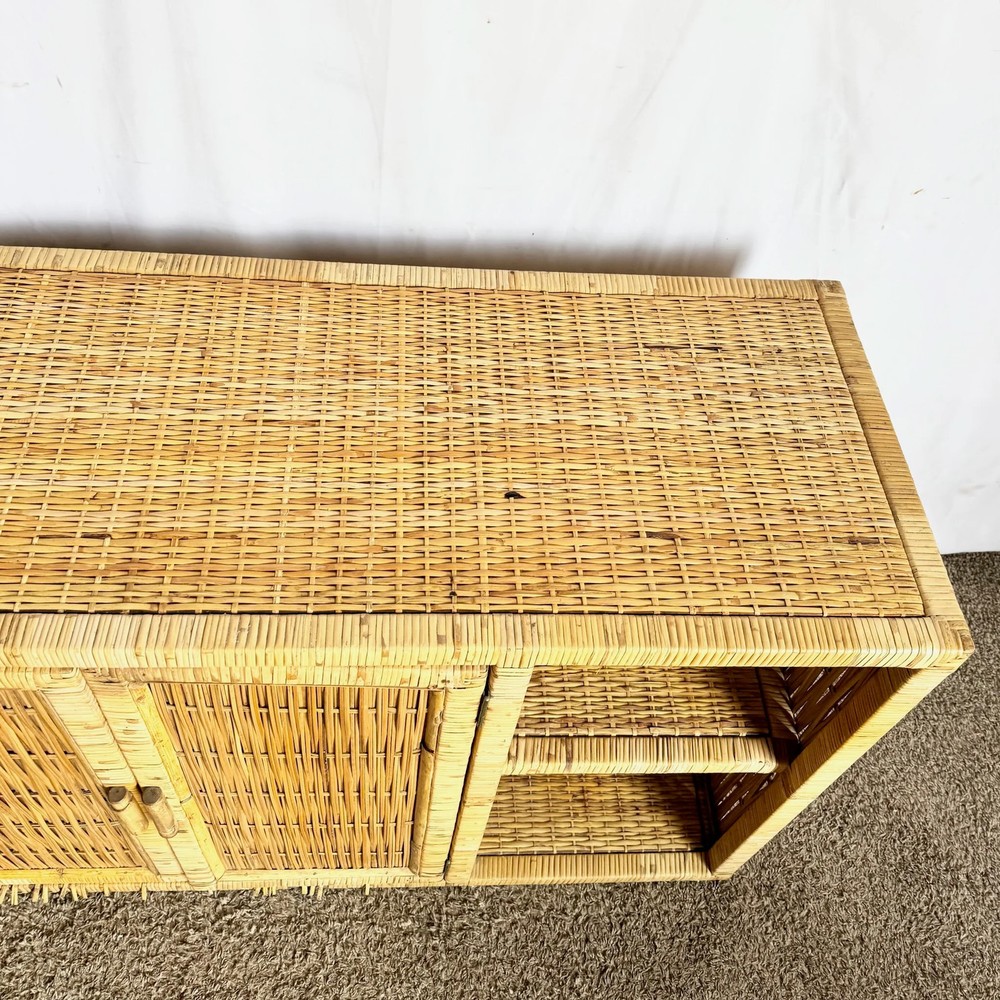Vintage Boho Chic Wicker Credenza