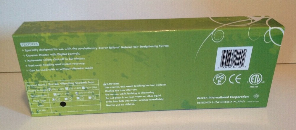 Zerran Reform Vibrating Ceramic Flat Iron 1 Inch