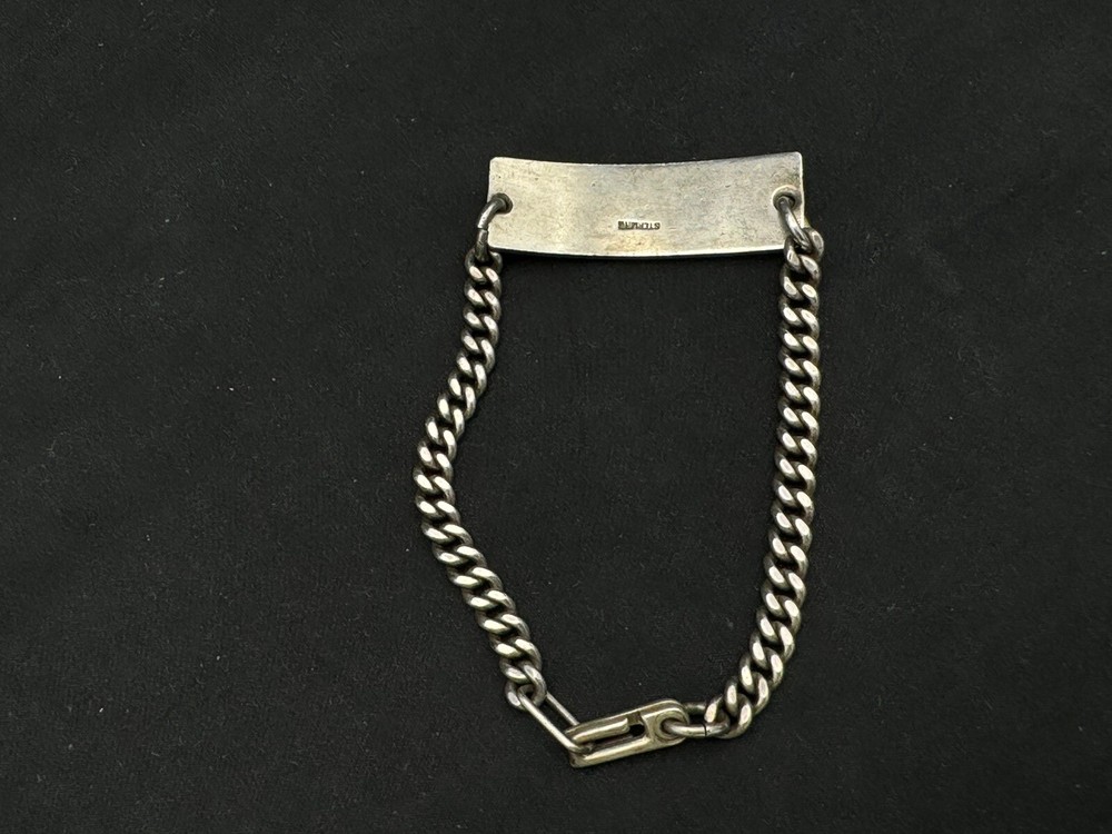 WWII STERLING SILVER ENAMEL ID BRACELET