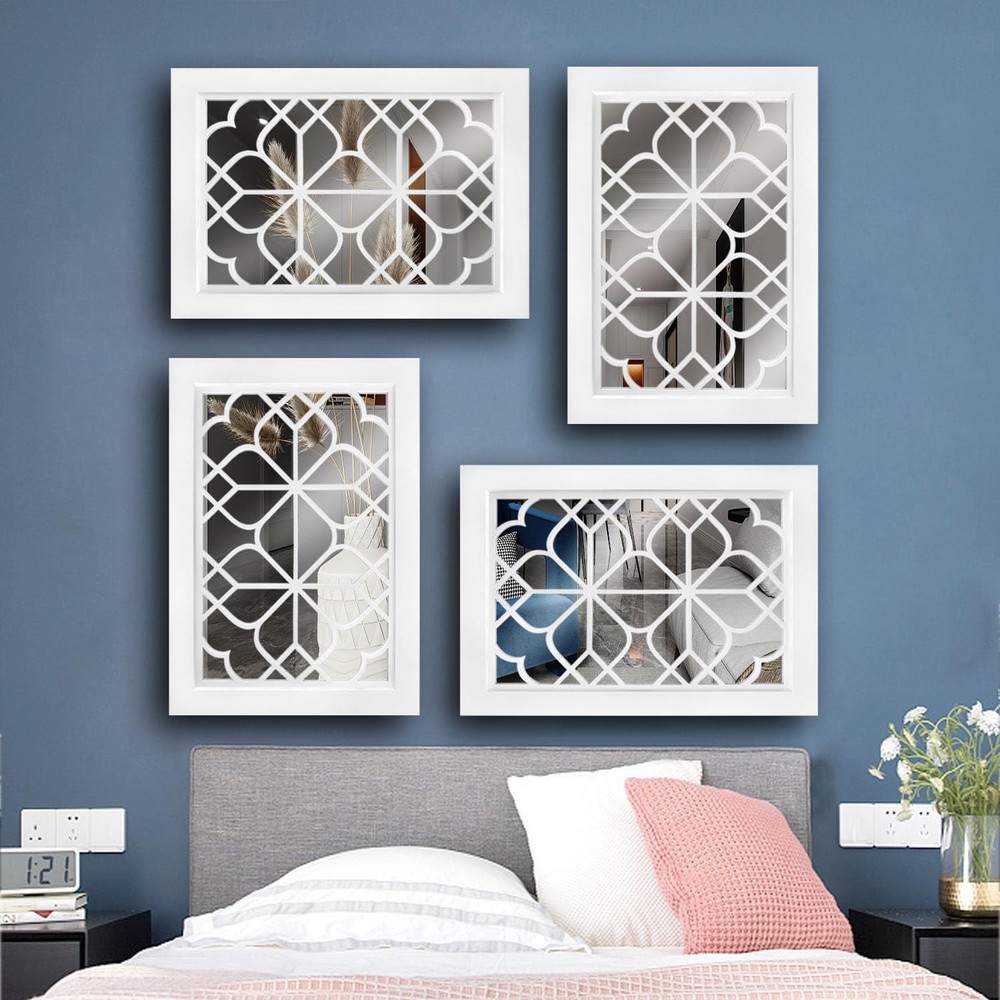 Wocred Set of 2 Rectangular Wall Mirror,Gorgeous Rustic Farmhouse Accent Mirror,