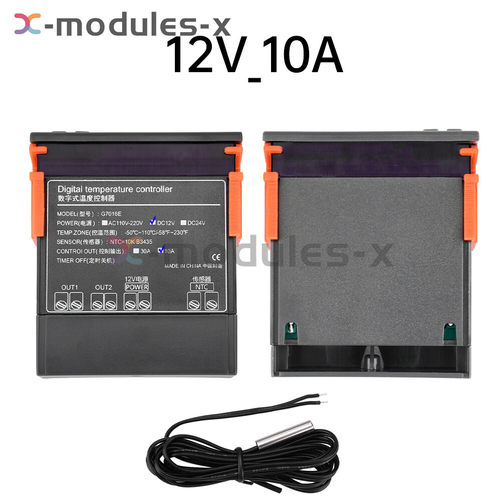 G7016E Digital Intelligent Temperature Controller NTC Waterproof Probe 12V/24V