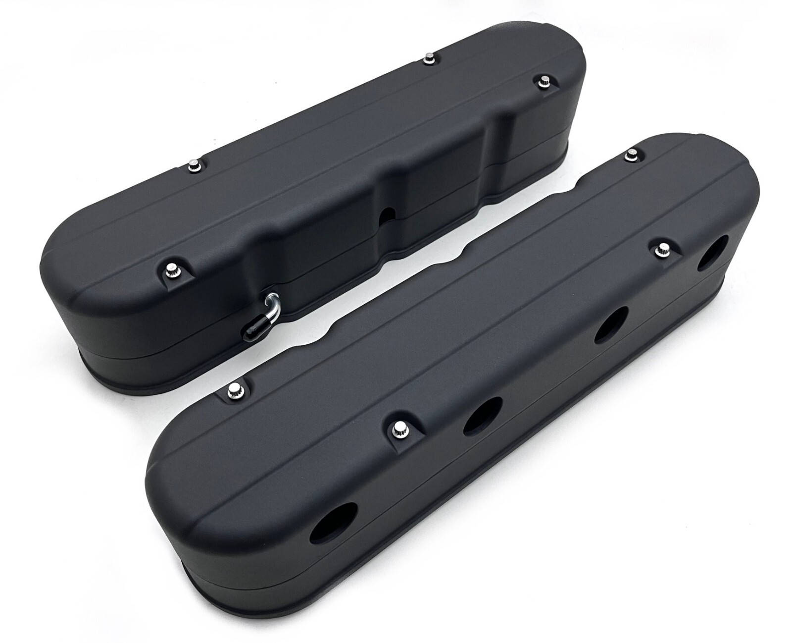 GM LS Valve Covers Aluminum Hidden Coils Smooth Top 2 Piece Design Black