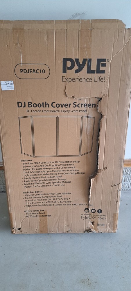 Pyle PDJFAC10 DJ Booth Foldable Cover Screen - White