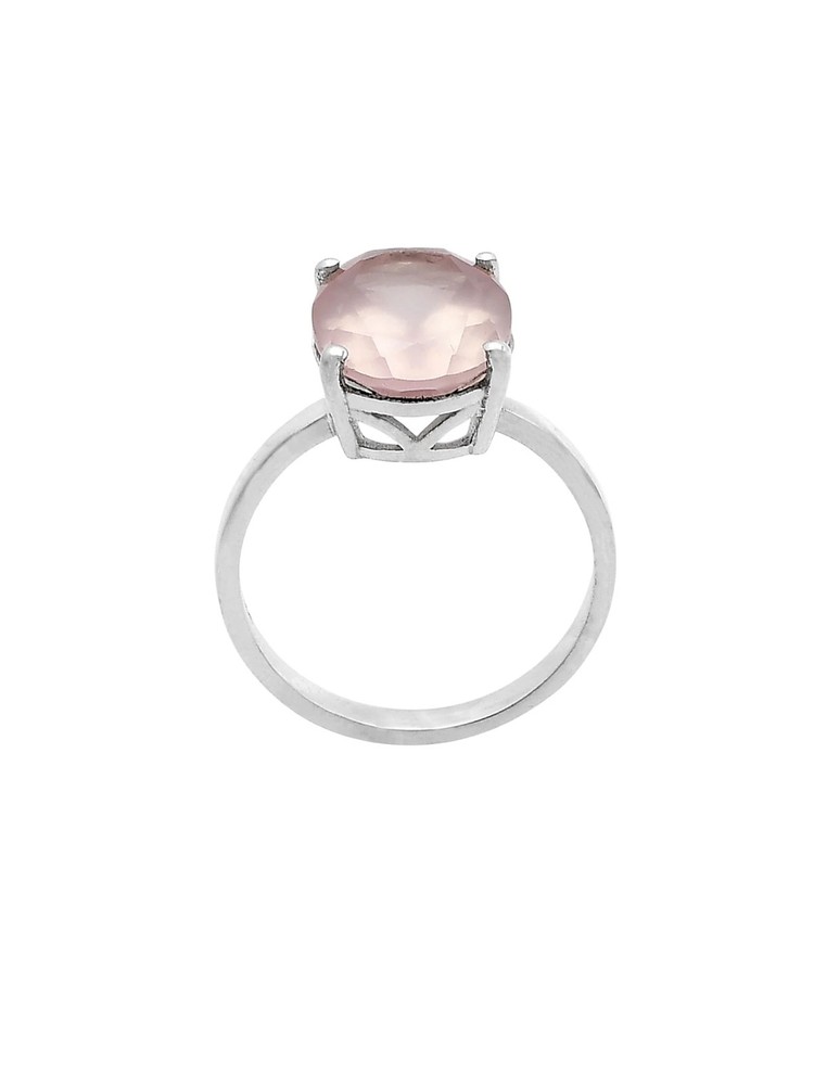 Rose Quartz Solid 925 Sterling Silver Ring 8
