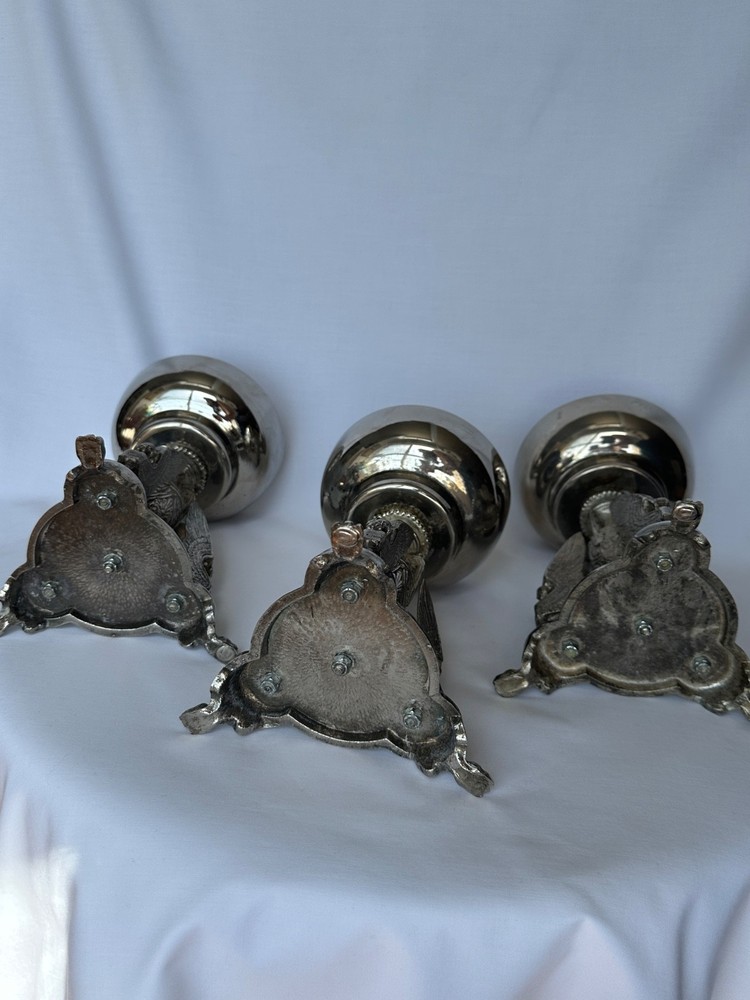 Vintage Neoclassical Silverplate - Mythical Sphinx Figural Support Bowls