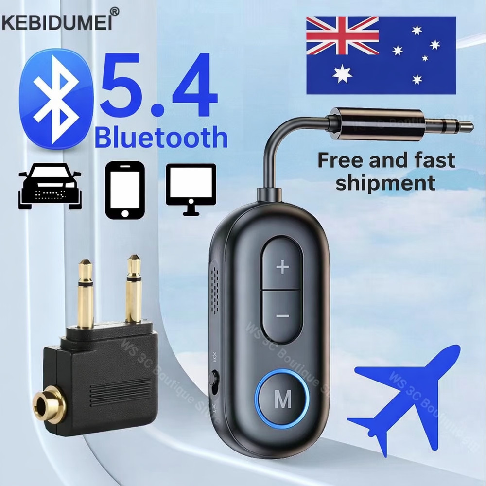 2 IN 1 Car Audio Receiver Transmitter Airplane Headphones Adapter Bluetooth 5.4