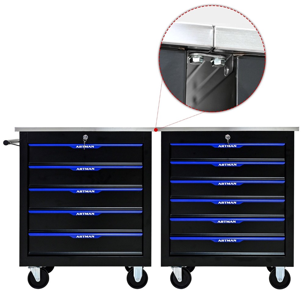 5 Drawer Rolling Tool chest, Tool Organizer, Splicable, for Garage Workshop