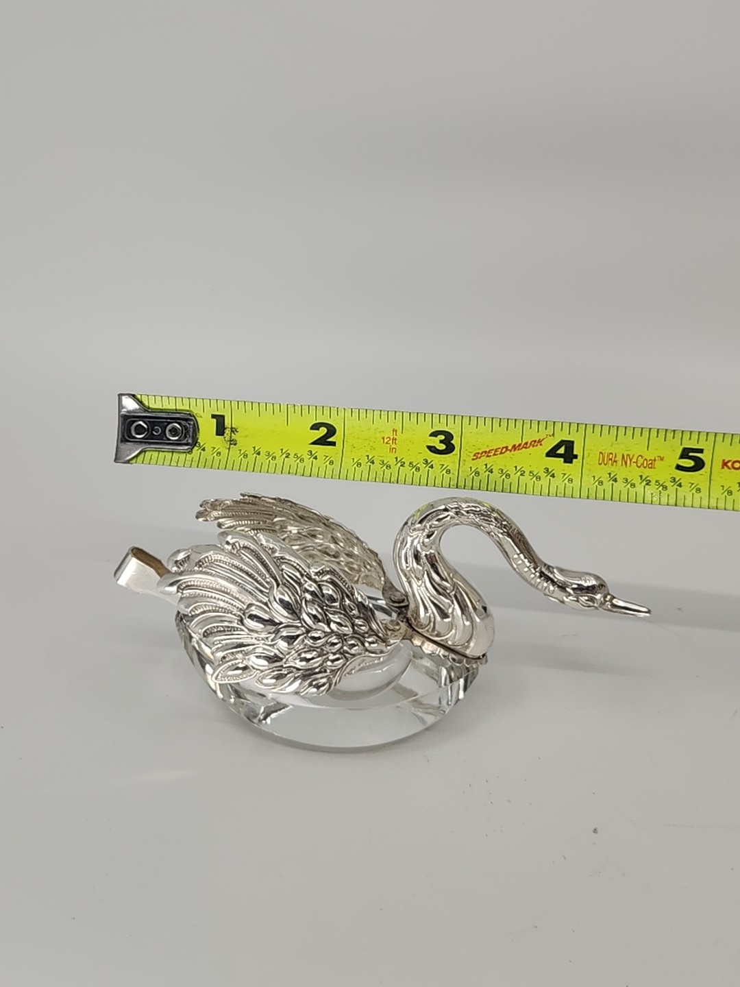 Vintage ALBO 835 Silver Crystal Swan Salt Pepper Cellars Albert Bodemer STAMPED