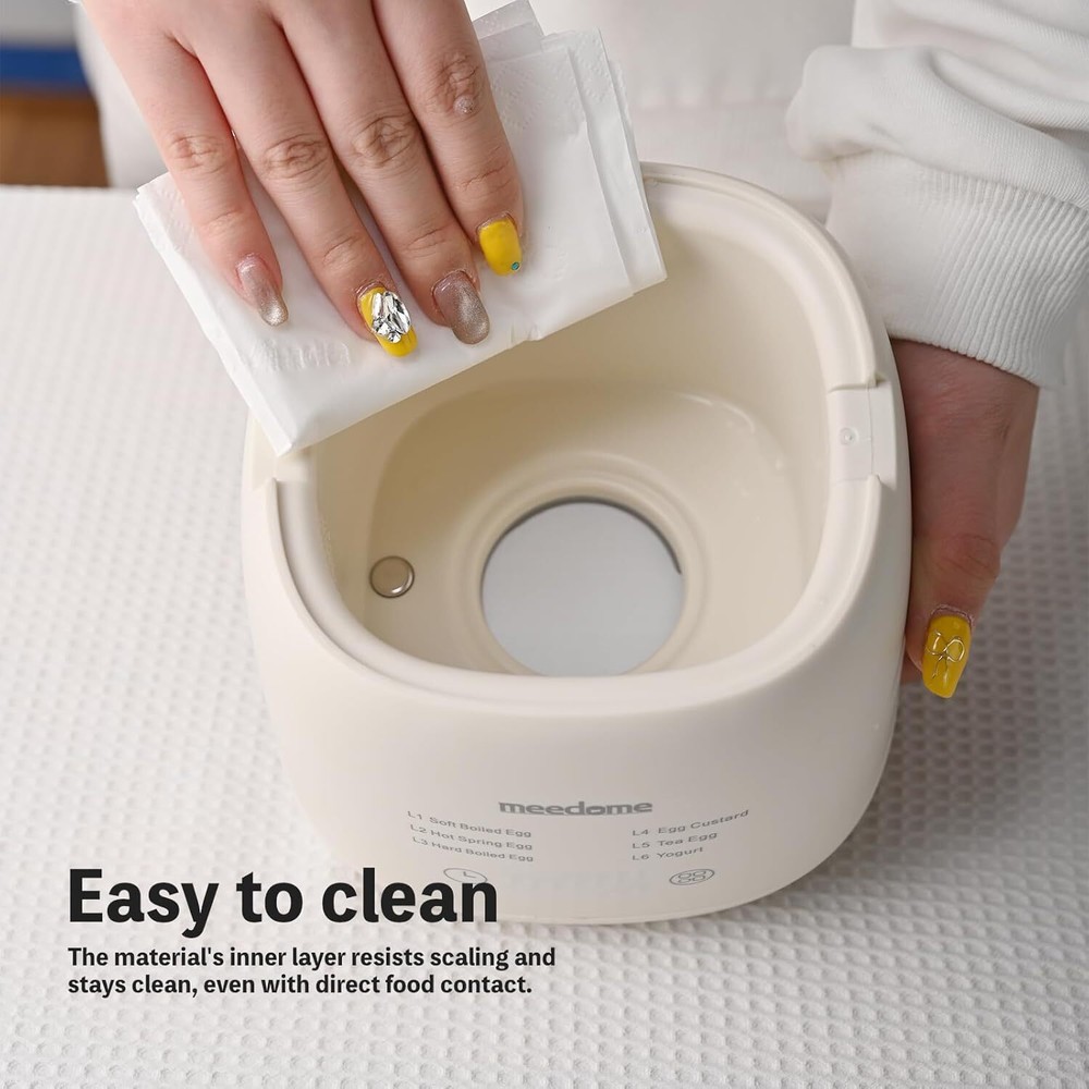 Electric egg cooker with automatic shut-off function for soft/hard boiled eggs
