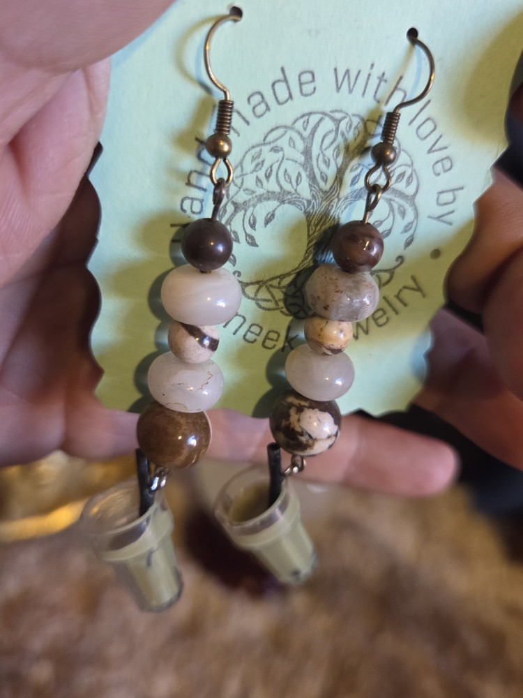 Handmade Beaded Jasper Boba Earrings