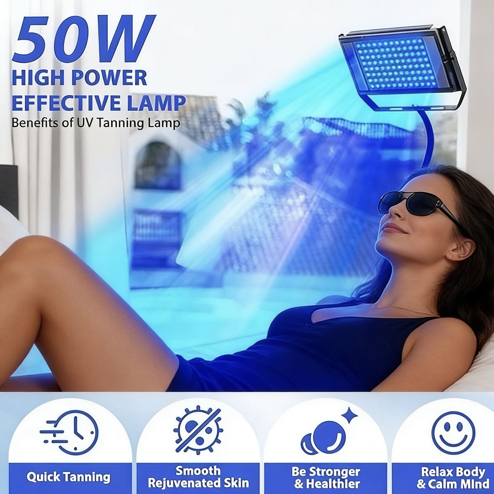 UV Tanning Lamp Solarium Light Pro hysiotherapy Lamp Home 460 & 480 NM Tanning