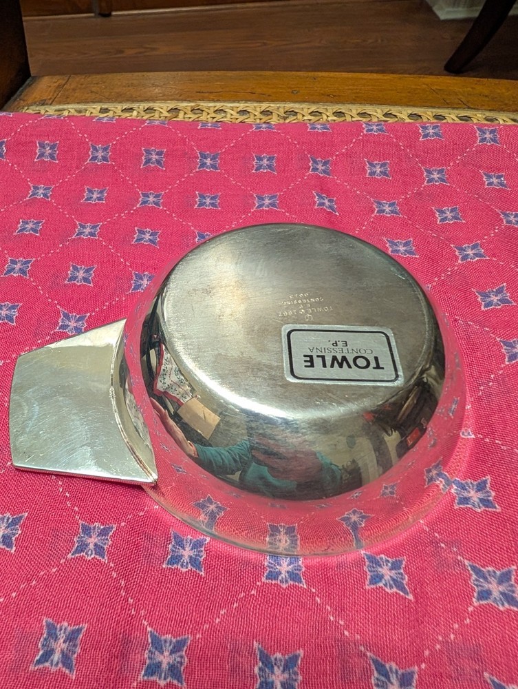 VTG Towle Silver Plated Contessina Trinket Dish Embossed Floral Handle EP 5.5”W