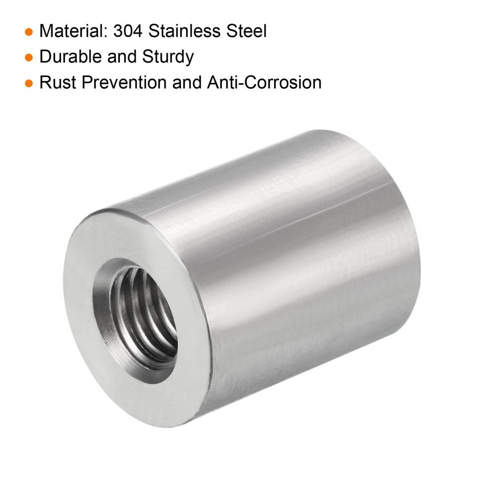 4Pcs Round Connector Nuts, M10x25x20mm Coupling Nut Sleeve Rod Bar Stud Nut
