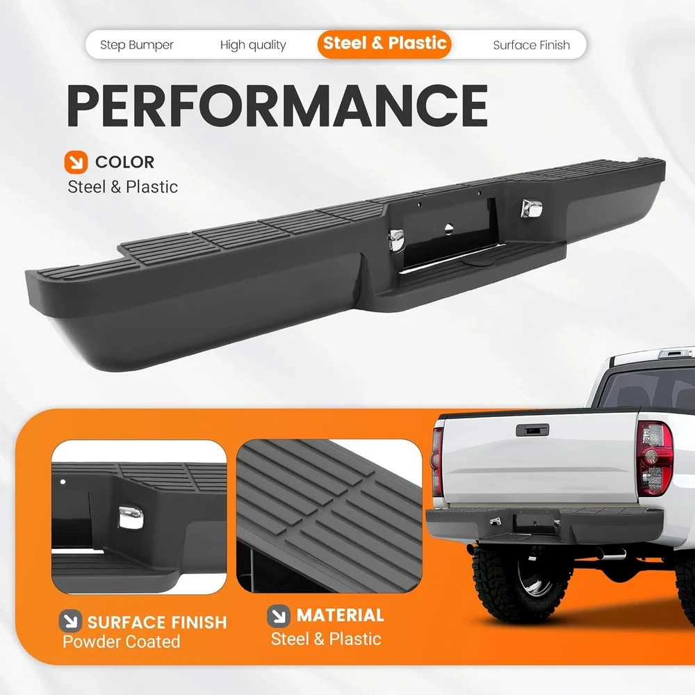 Rear Step Bumper Compatible with 1993-2011 Ford Ranger Fleetside/Styleside Super