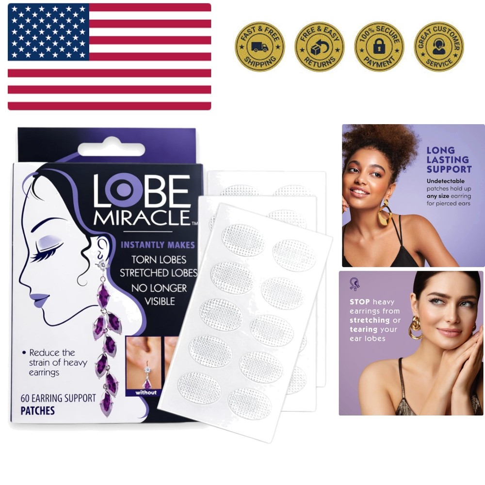 Clear Earring Support Patches - Earring Backs For Droopy Ears - Ear Care Prod...
