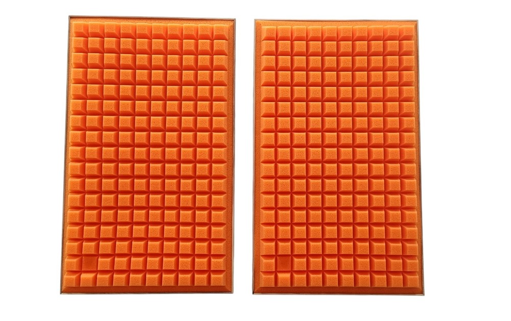 COMPLETE SET - JBL L100 ORANGE Quadrex Foam Inserts - Walnut Frames - Logo