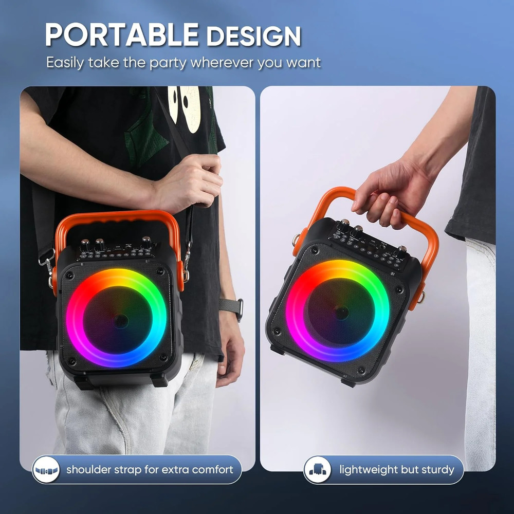 Bluetooth Speaker/Portable Karaoke Machine with 2 Wireless Microphones