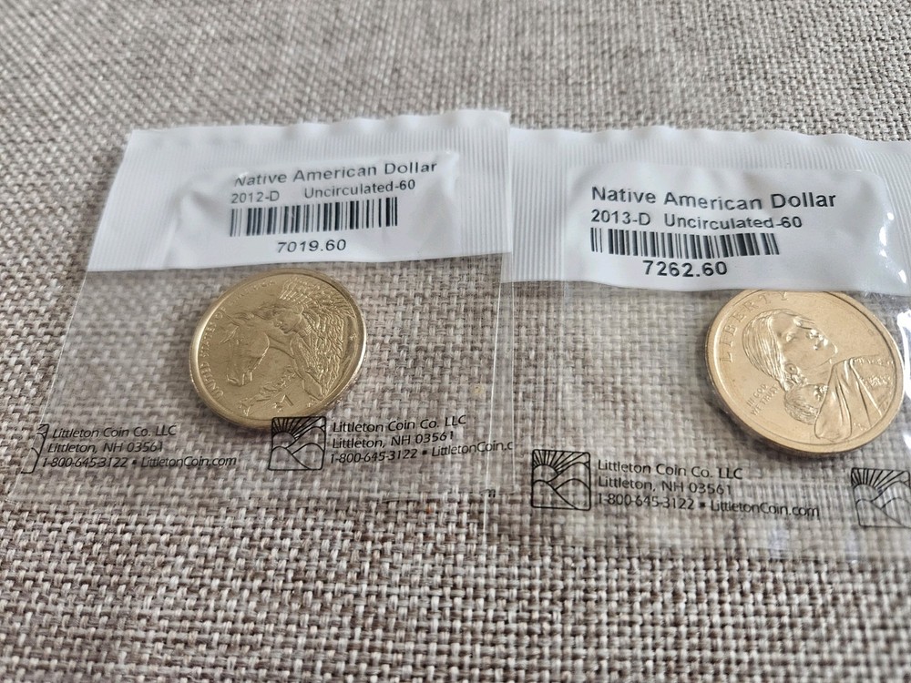 2012 D & 2013-D Native American Dollar Uncirculated $1