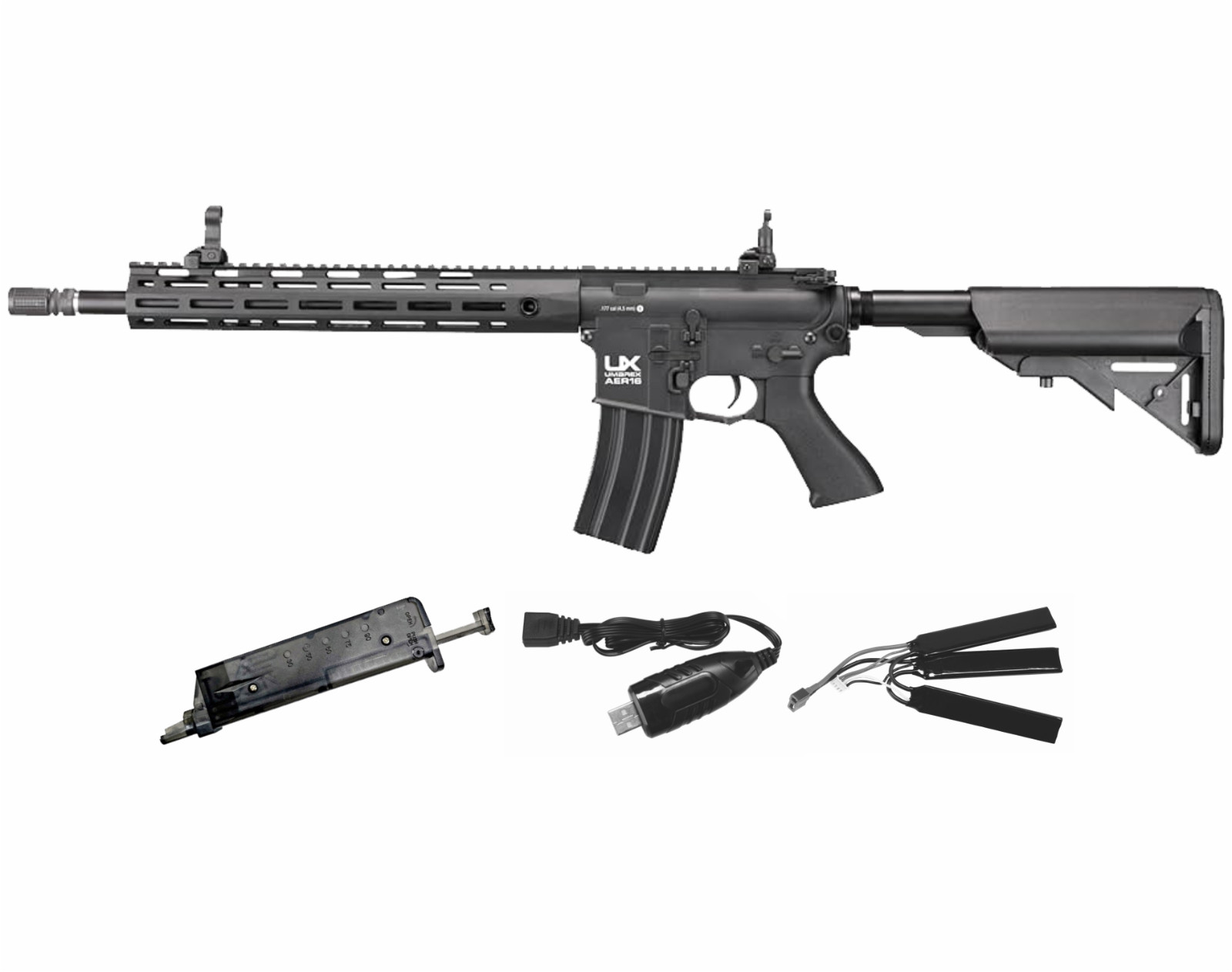 Umarex AER16 .177 Caliber Electric-Powered Full Auto Air Rifle 2252126 with BBs