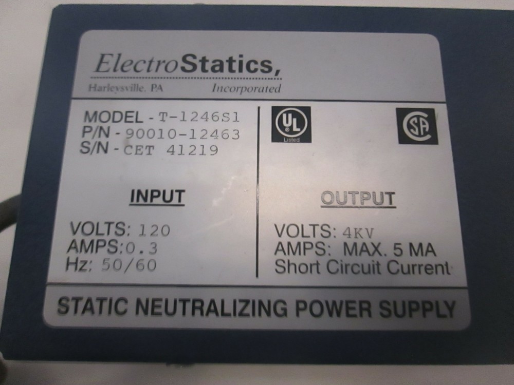 ElectroStatics, T-1246S1, Static Neutralizing Power Supply, Used
