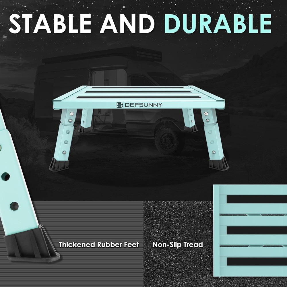 Non-Slip Adjustable Height Aluminum RV Step Stable Foldable Platform Step Stool