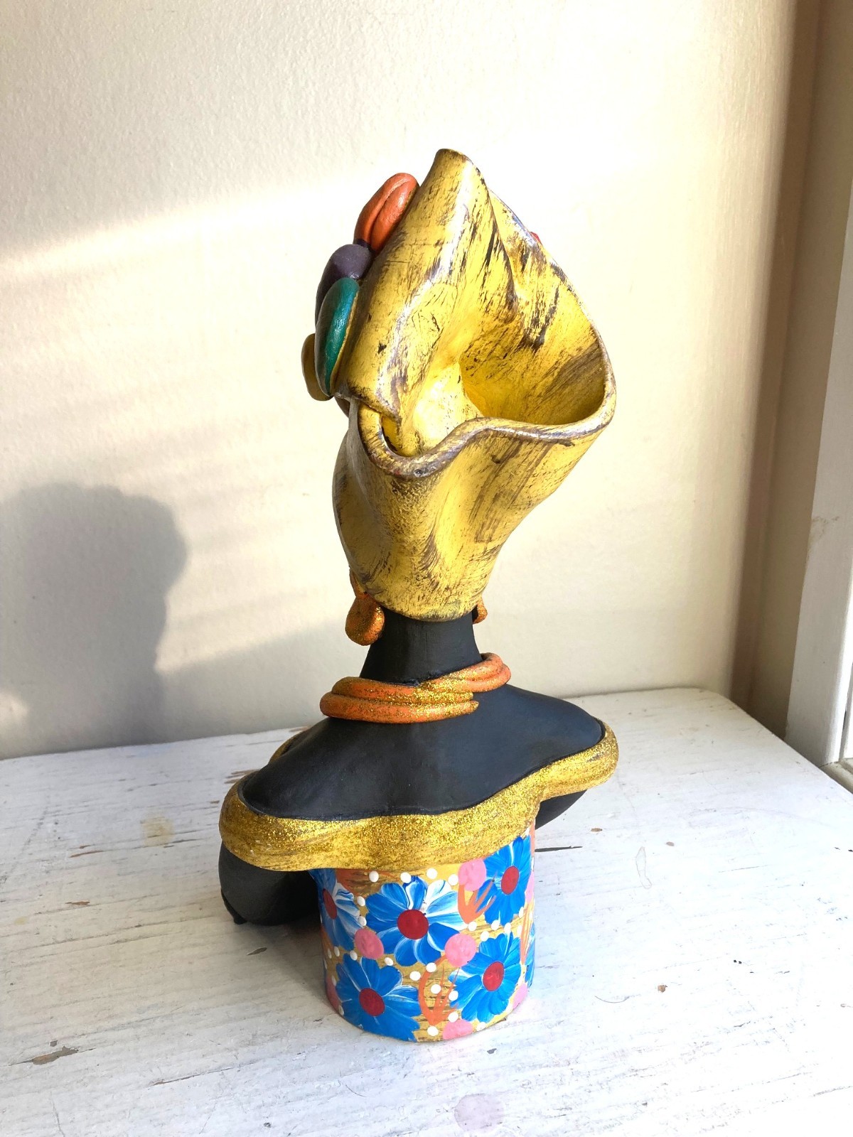 West Indies Woman Studio Pottery Sculpture Haiti Jamaica Carnival Hand Painted