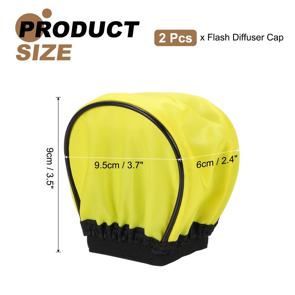 2pcs 3.5" x 3.7" Soft Mini Flash Bounce Diffuser Cap, for Flashlight, Yellow